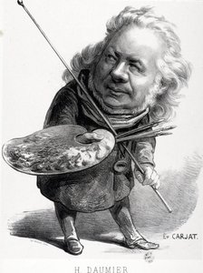 法国雕刻家、画家和雕塑家Honore Daumier（1808-1879）的漫画。Carjat雕刻（1828-1906）。尺寸：29.5x23厘米。Arbaud博物馆。 作者 奥诺雷·杜米埃