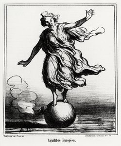 欧洲的平衡。Honore Daumier（1808-1879）的插图，发表在4月3日的新闻《Charivari》上。 作者 奥诺雷·杜米埃
