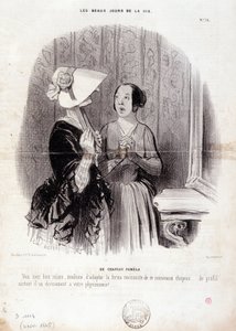 时尚动画片。"生活中的美丽日子 "系列。11月4日 "帕梅拉的帽子......"。 作者 奥诺雷·杜米埃