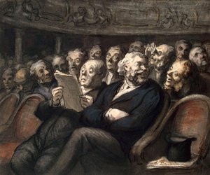 法兰西喜剧院的中场休息，1858年。   作者 奥诺雷·杜米埃