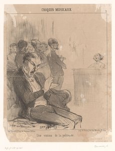 男子一边打哈欠一边为钢琴后的歌手鼓掌
Une victime de la politesse（物上标题）
音乐表演（系列名称）
音乐曲目（文物上的系列名称） 作者 Pannier 和 Cie。