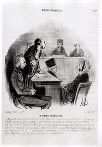 婚姻。对通奸的投诉。Honore Daumier（1808-1879）的插图，发表在1840年11月20日的《Charivari》新闻中。 作者 奥诺雷·杜米埃
