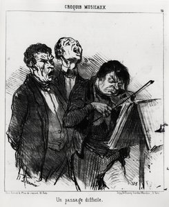 音乐素描：一个困难的段落。奥诺尔-道米埃（1808-1879）的插图，发表在1852年3月5日的《查理报》的新闻中。 作者 奥诺雷·杜米埃