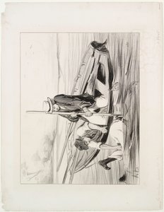巴黎船夫，第14页：舷外的人，1843年。 作者 奥诺雷·杜米埃