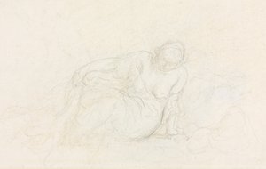 斜倚在手臂上的斜倚女人，185560。 作者 奥诺雷·杜米埃