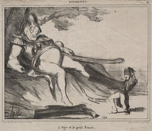 哥萨克人的笑盘61：食人魔和他的小汤姆·拇指（Tom Thumb），1854年。 作者 奥诺雷·杜米埃