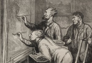 画家：最后的笔触，1868年博览会。 作者 奥诺雷·杜米埃