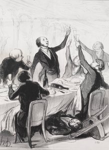 《今日的慈善家》，第8页：43d敬酒...致节制协会，1844年。 作者 奥诺雷·杜米埃