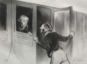 《铁路》，第11页：旅途中睡觉的危害，1843年。 作者 奥诺雷·杜米埃