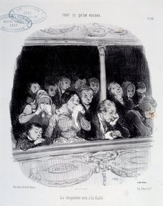 第五幕有Gaite 表演时观众的表情（无聊、疲劳、绝望） 漫画家Honore Daumier（1808-1879）。19世纪巴黎卡纳瓦莱博物馆 作者 奥诺雷·杜米埃