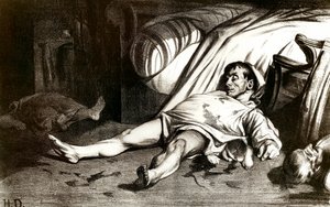 The massacre of Rue Transnonain on 14/04/1834: the military massacres the inhabitants of the building 12 Rue Transnonain in Paris reprisoned it after the death of one of their officers - Lithograph by Honore Daumier (1808-1879) 1837. Private collection 作者 奥诺雷·杜米埃