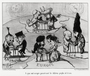 转台（fluidomania）：目前地球上不同民族占据的是什么。奥诺尔-道米埃（1808-1879）的插图，发表在6月22日的新闻《Charivari》上。 作者 Honoré Daumier