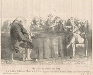 五国理事会会议 作者 Honoré Daumier