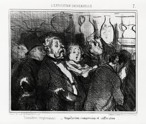 世界博览会：第一印象：昏厥、压缩和窒息。由Honore Daumier（1808-1879）创作的插图，发表在1855年5月24日的新闻《Charivari》上。 作者 奥诺雷·杜米埃