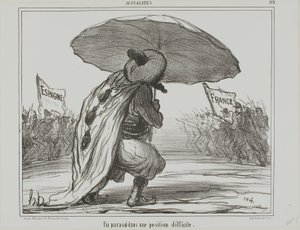 困境中的雨伞》，图版 119，选自 Actualités 作者 奥诺雷·维克托林·杜米埃