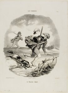 被狩猎的猎人，《La Chasse》第 4 版 作者 奥诺雷·维克托林·杜米埃