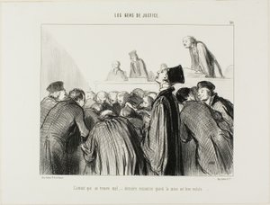 律师生病了，这是当他的案件看起来也开始生病时的最后手段，选自 Les Gens De Justice 的第 30 版 作者 奥诺雷·维克托林·杜米埃
