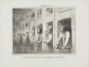 巴黎的街道每晚都开始变成这样，《1857 年的伯爵》第 7 版 作者 奥诺雷·维克托林·杜米埃