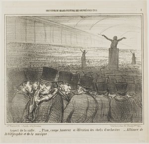 Orphéonistes 大节日纪念品》中的大礼堂景观，图版 1 作者 奥诺雷·维克托林·杜米埃