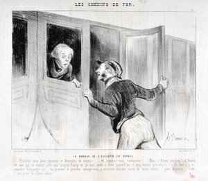 霍诺尔-杜米埃（1808-1879）的作品。Charivari》可追溯到1843年。LES RAILWAYS系列 在旅途中睡着的危险 "--先生，醒醒，下车！"。- 我们在哪里开车？- 但是，鲁昂parbleu!- 在鲁昂和我，我只想去波伊斯 作者 奥诺雷·杜米埃