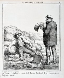 霍诺尔-杜米埃（1808-1879）的作品。Charivari》是1865年的作品。帐篷里的艺术家》系列 "让我们看看，结束了吗...。休息这么久还是很累的......"马赛隆尚宫美术博物馆，马赛 作者 奥诺雷·杜米埃