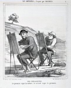 霍诺尔-杜米埃（1808-1879）的作品。Charivari》是1865年的作品。LES ARTISTS Les paysagistes系列。"第一件事是模仿自然，第二件事是模仿第一件事 "MusEE DES BEAUTS ARTS - PALAIS LONGCHAMP, MARSEILLE 作者 奥诺雷·杜米埃