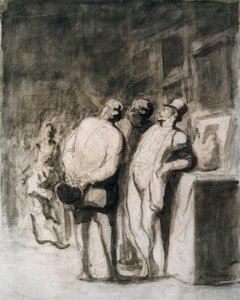 三位鉴赏家霍诺尔-多米埃（1808-1879 年）的素描，法国艺术，19 世纪现实主义。芝加哥艺术学院（美国）。 作者 奥诺雷·杜米埃