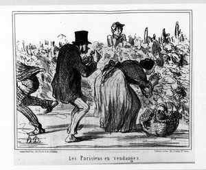 巴黎人的草图：收获中的巴黎人 - 杜米埃 (Daumier)，于 1857 年 2 月 10 日在“Charivari”中 作者 奥诺雷·杜米埃