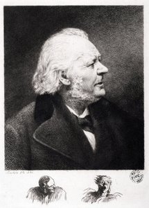 法国雕刻家、画家和雕塑家Honore Daumier（1808-1879）的肖像。儿子Boulard的雕刻作品 作者 奥诺雷·杜米埃