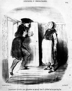 不方便访问，不谨慎，天花板有点太低的entresol，取自Honore Daumier（1808-1879）的漫画系列 "租户和业主"。"查理斯" 作者 奥诺雷·杜米埃