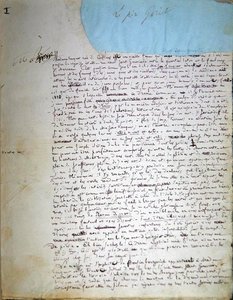 Le Pere Goriot》手稿的第一页（纸上笔墨）。