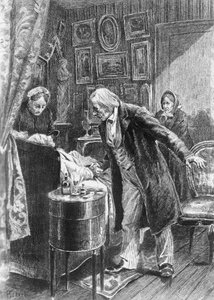 Alcide Theophile Robaudi（活跃于 1874-1884 年）为霍诺尔-巴尔扎克（Honore de Balzac，1799-1850 年）的小说《Cousin Pons》绘制的插图，选自 1900 年在巴黎出版的多卷本小说集《人间喜剧》。