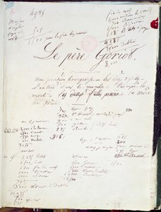 &39;Goriot神父&39;手稿页88; &39;人类喜剧&39;; 作者 诺扎·巴尔扎克
