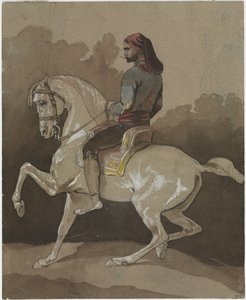 马背上的阿拉伯人，约 1800 年（钢笔、墨水、水彩和水粉画）