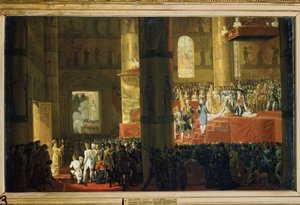 1797 年 4 月 5 日玛丽亚-费奥多罗夫娜皇后的加冕礼。Horace Vernet（1789-1863 年）绘制。布面油画，60 x 95 厘米。19 世纪法国艺术。萨俄罗斯国家博物馆 作者 埃米尔·让·霍勒斯·韦尔内