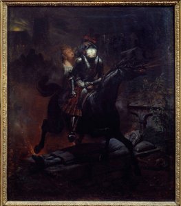 Leonore 的民谣 戈特弗里德·伯格 (Gottfried Burger) 的诗“Leonore” (1747-1794) 的插图，死亡在他的马上带走了 Leonore。 Emile Jean Horace Vernet (1789-1863) 1839 年作画。 0,61x0,55 m 南特，美术博物馆 作者 埃米尔·让·霍勒斯·韦尔内