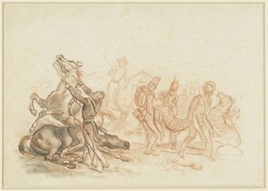 西班牙战争场景：一匹受伤的马被枪杀 作者 埃米尔·让·霍勒斯·韦尔内