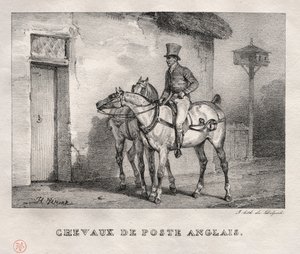 邮政马，1823年。 作者 埃米尔·让·霍勒斯·韦尔内