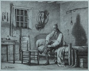 Limier Rising的男仆从床上c。 1818年。 作者 埃米尔·让·霍勒斯·韦尔内