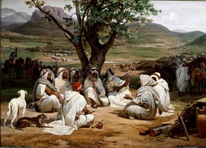议员和阿拉伯酋长的 Medjeles 委员会。 Antoine Charles Horace Vernet (1758-1836) 的画作，1834 年。暗淡。 98x52 厘米。 尚蒂伊，孔德博物馆 作者 Emile Jean Horace Vernet