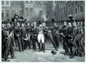 拿破仑·波拿巴 (1769-1821) 在枫丹白露白马宫庭院中告别皇家卫队 20/04/1814 Emile Vernet 版画 dit Horace Vernet (1789-1863) 1814 巴黎，B.N. 作者 埃米尔·让·霍勒斯·韦尔内