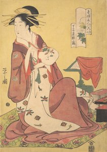 Chojiya妓院的歌妓Hinazuru Chojiya Hinazuru，来自Beau...系列，约1795年。 作者 细田英史