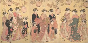 秋天的吉原巡游，约1793年。 作者 细田英史
