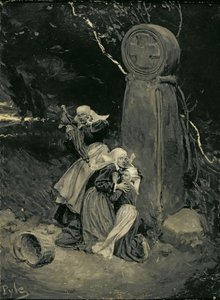 《路边十字路口的布列塔尼农民》，摘自威廉·佩里·诺斯鲁普的《圣安妮·奥雷的赦免》，出版于《斯克里布纳杂志》，1901 年 9 月（布面油画） 作者 霍华德·派尔