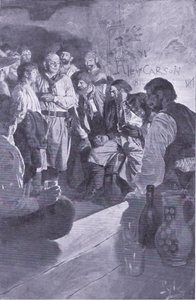 他把杰克带到了那个坐在barrell上的男人，他是1921年Harper＆Bros出版的Howard Pyles Book of Pirates 作者 霍华德·派尔