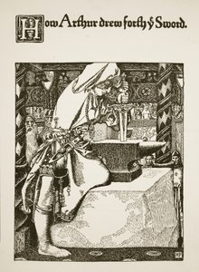 1903年亚瑟如何从“亚瑟王及其骑士的故事”中画出剑 作者 霍华德·派尔