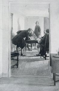 在Old Raleigh Tavern，来自Woodrow Wilson，酒吧的“弗吉尼亚州的家”。在哈珀杂志，1896年 作者 霍华德·派尔