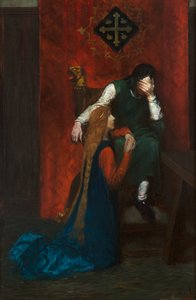 《她欺骗了我，小女仆》，选自贾斯特斯·迈尔斯·福尔曼的《兰德文内克女仆》，发表于《哈泼斯月刊》，1904 年 9 月（布面油画） 作者 霍华德·派尔