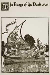 “死者的驳船”，插图来自“朗塞洛爵士及其同伴的故事”，1907年 作者 霍华德·派尔