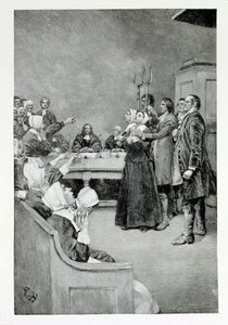 一个女巫的审判，来自&39;Giles Corey，Yeoman&39;的插图，来自Mary E. Wilkins，酒吧。在哈珀杂志，1892年 作者 霍华德·派尔